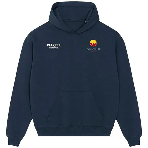 Aldair hoodie – navy men's hoodie featuring the Aldair Players Couture logo