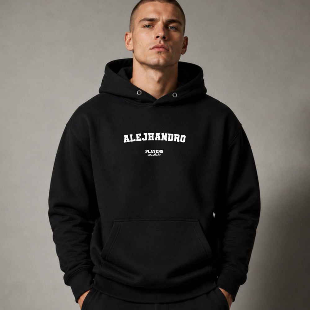 alejhandro name-print hoodie - black