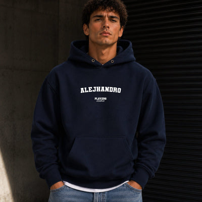 alejhandro name-print hoodie - navy