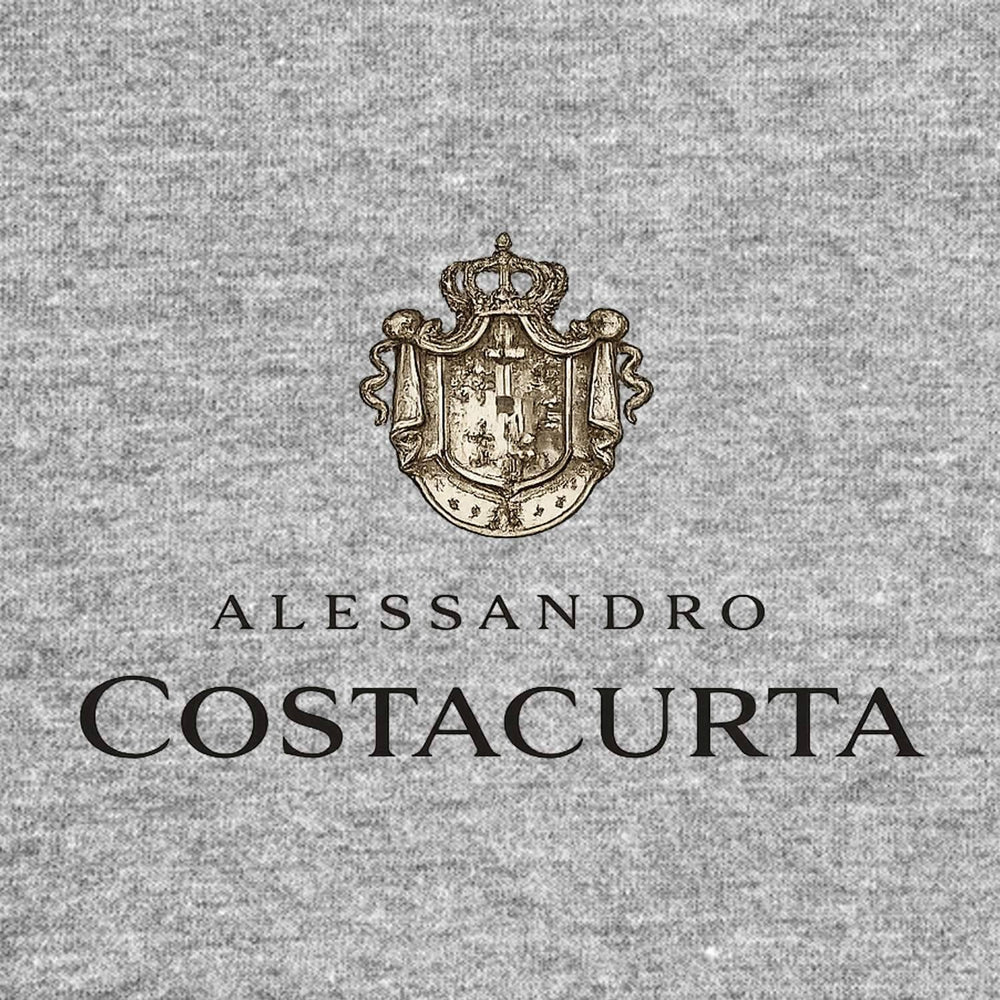 Alessandro Costacurta Logo Men's T-Shirt – grey close-up detail shot of the Alessandro Costacurta Players Couture logo design