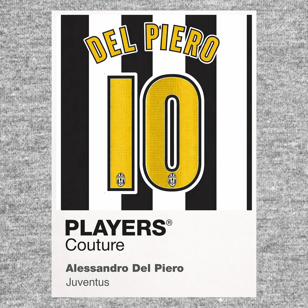Alessandro Del Piero 10 Football Shirt Frame Men's Hoodie – grey close-up detail shot of the Alessandro Del Piero 10