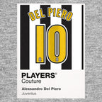 Alessandro Del Piero 10 Football Shirt Frame Men's Hoodie – grey close-up detail shot of the Alessandro Del Piero 10