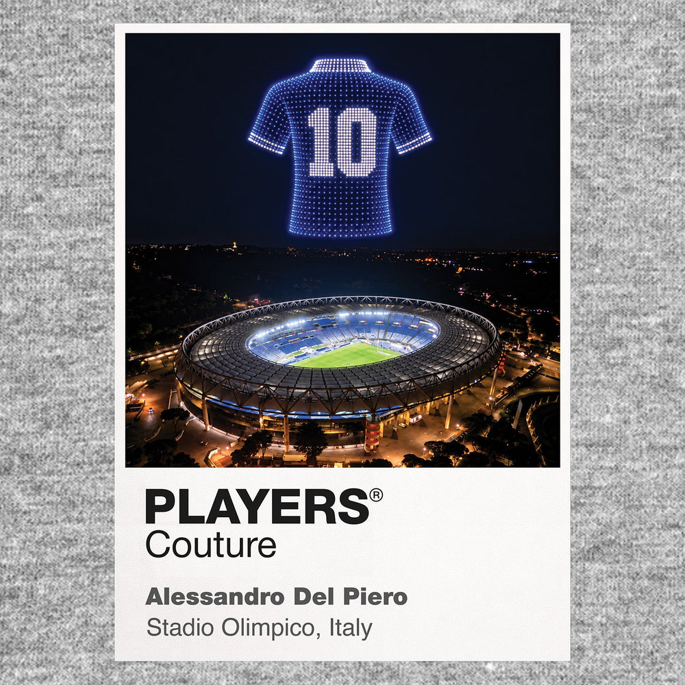 Alessandro Del Piero Italy number 10 Icons in Lights Frame artwork in grey