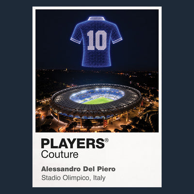 Alessandro Del Piero Italy number 10 Icons in Lights Frame artwork in navy