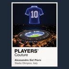 Alessandro Del Piero Italy number 10 Icons in Lights Frame artwork in navy