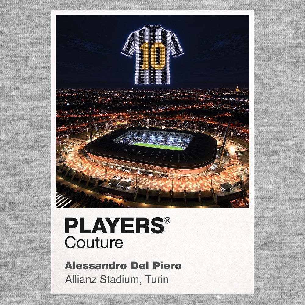 Alessandro Del Piero Juventus number 10 Icons in Lights Frame artwork in grey