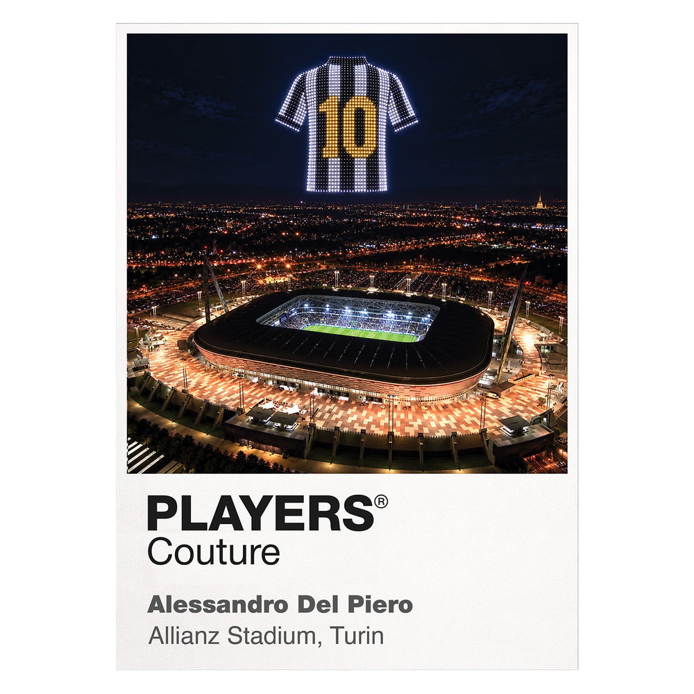 Alessandro Del Piero Juventus number 10 Icons in Lights Frame artwork in white