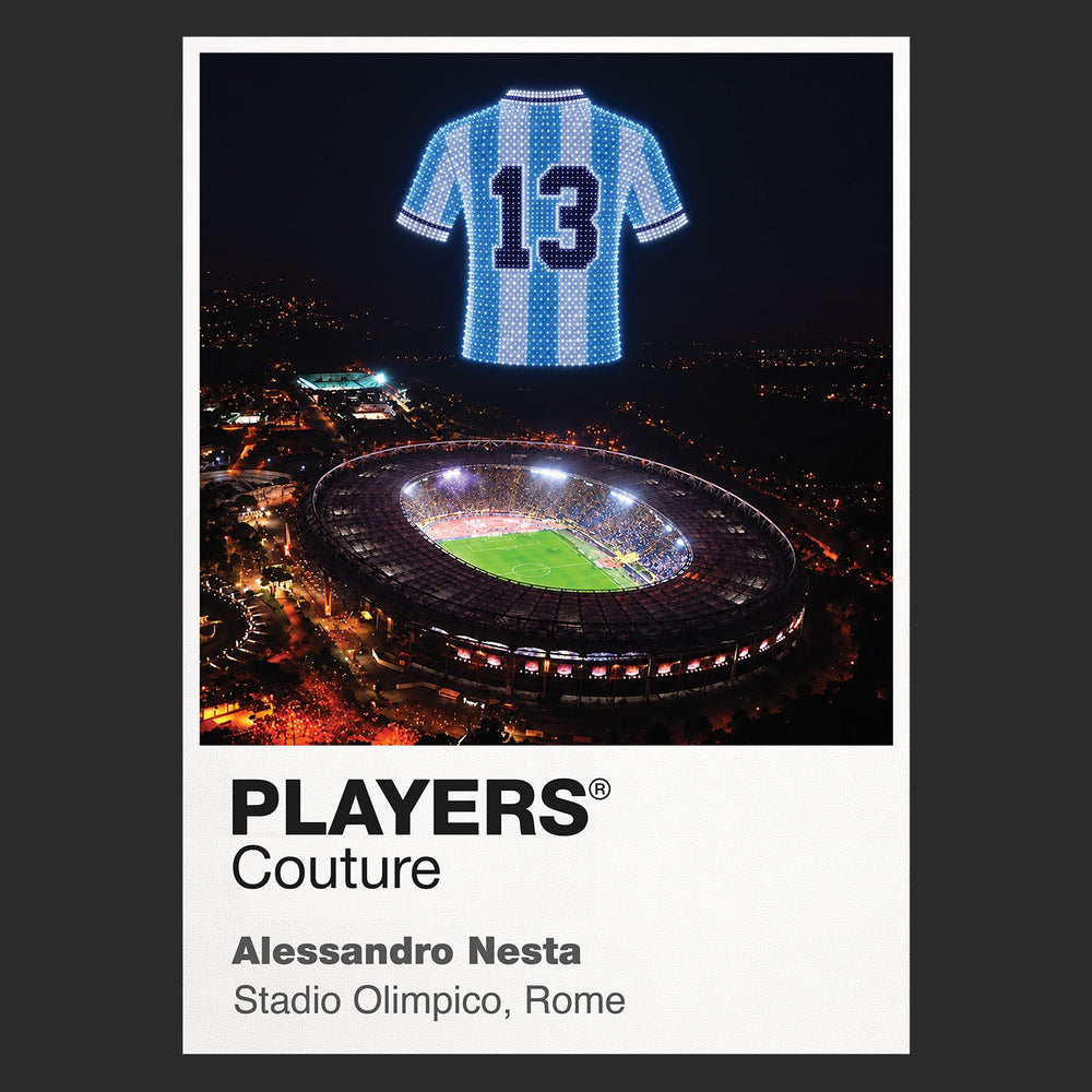 Alessandro Nesta Lazio number 13 Icons in Lights Frame artwork in black
