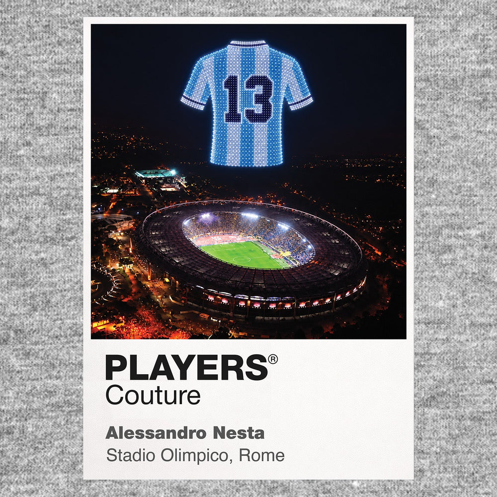 Alessandro Nesta Lazio number 13 Icons in Lights Frame artwork in grey