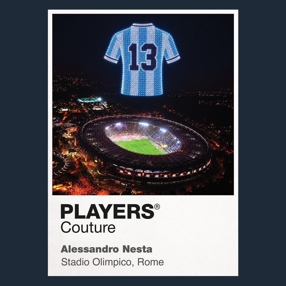 Alessandro Nesta Lazio number 13 Icons in Lights Frame artwork in navy