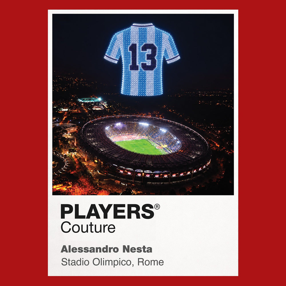Alessandro Nesta Lazio number 13 Icons in Lights Frame artwork in red