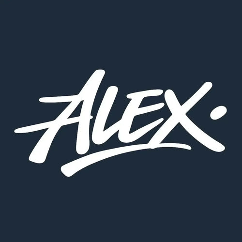 Alex Logo Men's T-Shirt – navy close-up detail shot of the Alex Players Couture logo design
