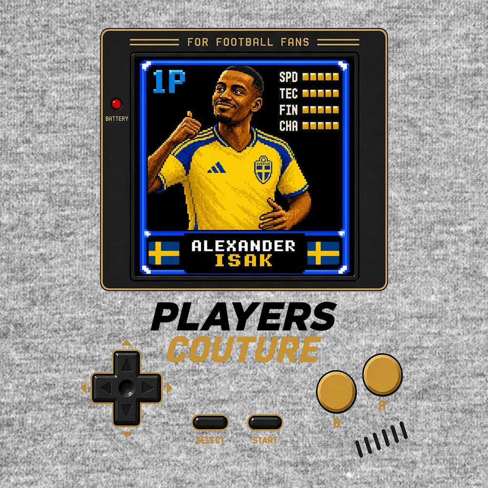 Alexander Isak 1P 8-Bit t-shirt retro gaming design by Players Couture
