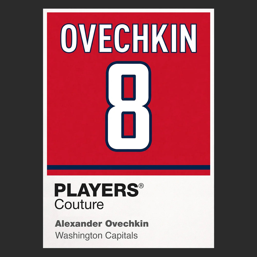 Alexander Ovechkin 8 Jersey Frame Men's T-Shirt – black close-up detail shot of the Alexander Ovechkin 8 Players Couture