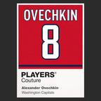 Alexander Ovechkin 8 Jersey Frame Men's T-Shirt – black close-up detail shot of the Alexander Ovechkin 8 Players Couture