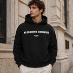 alexandra-daddario name-print hoodie - black