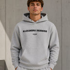 alexandra-daddario name-print hoodie - grey