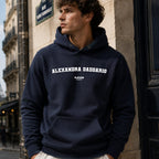 alexandra-daddario name-print hoodie - navy