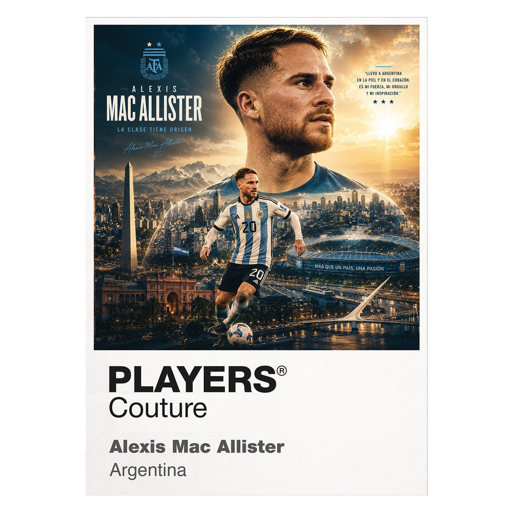 Alexis Mac Allister Argentina Atlas Frame  t-shirt by Players Couture