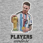 Alexis Mac Allister Badge Men's Hoodie – close-up detail shot of the Alexis Mac Allister Players Couture logo design