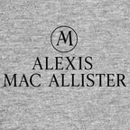 Alexis Mac Allister Logo Men's T-Shirt – grey close-up detail shot of the Alexis Mac Allister Players Couture logo design