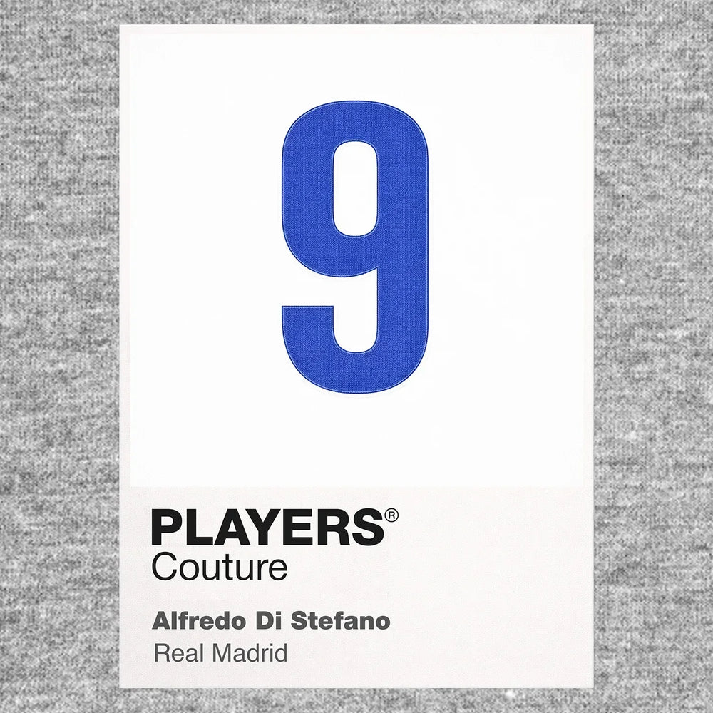 Alfredo Di Stefano 9 Football Shirt Frame Men's Hoodie – grey close-up detail shot of the Alfredo Di Stefano 9 Football