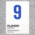 Alfredo Di Stefano 9 Football Shirt Frame Men's Hoodie – grey close-up detail shot of the Alfredo Di Stefano 9 Football