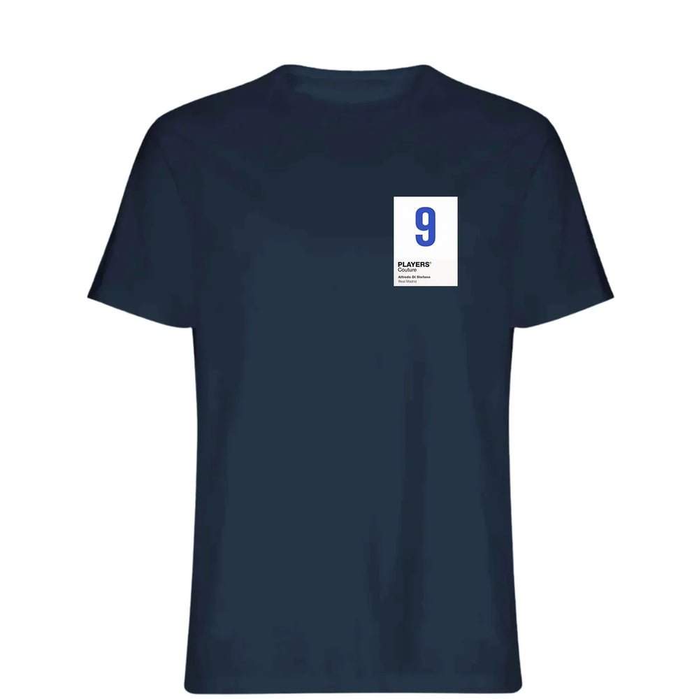 Alfredo Di Stefano 9 Football t-shirt – navy men's t-shirt featuring the Alfredo Di Stefano 9 Football Players Couture logo
