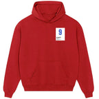 Alfredo Di Stefano 9 Football hoodie – red men's hoodie featuring the Alfredo Di Stefano 9 Football Players Couture logo