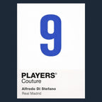 Alfredo Di Stefano 9 Football Shirt Frame Men's Hoodie – navy close-up detail shot of the Alfredo Di Stefano Players Couture