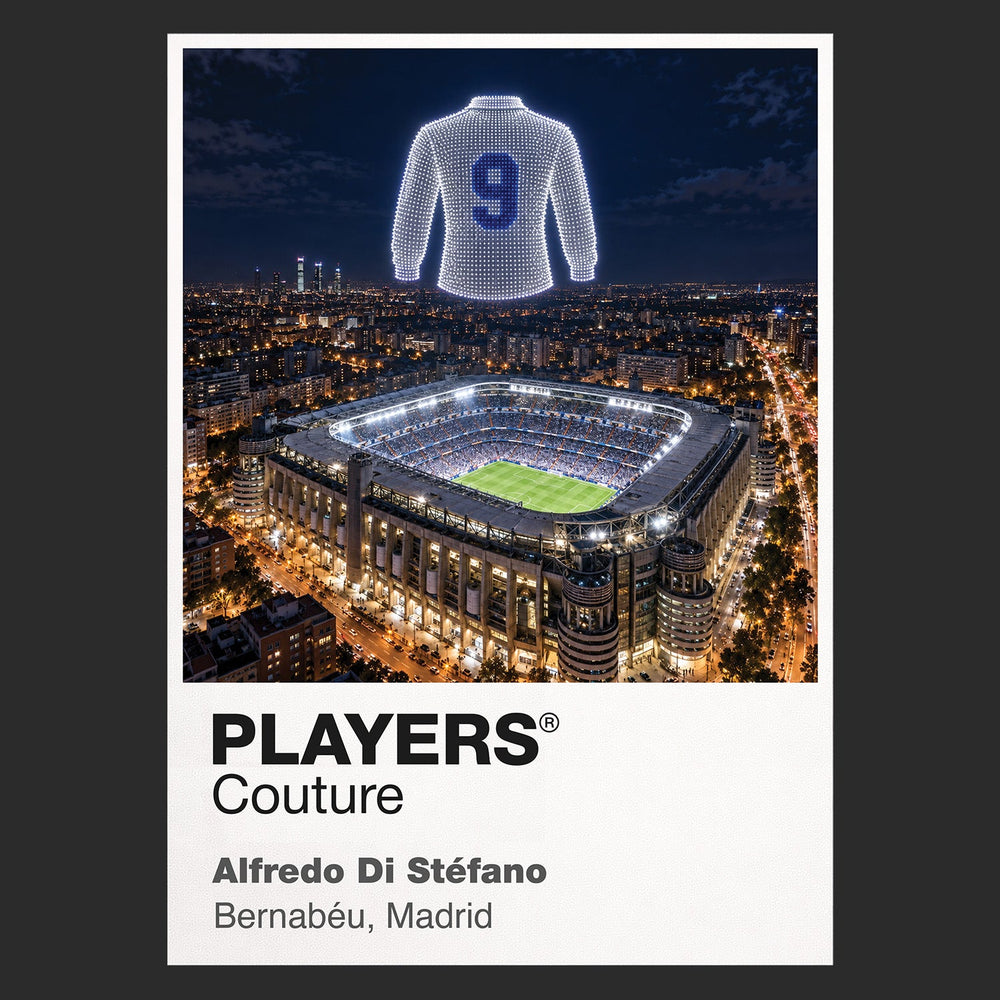 Alfredo Di Stefano Real Madrid number 9 Icons in Lights Frame artwork in black