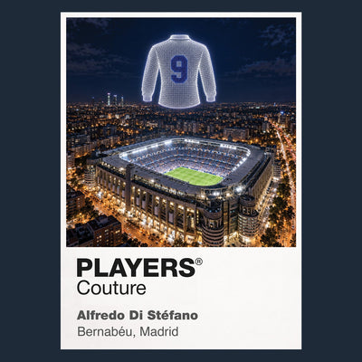 Alfredo Di Stefano Real Madrid number 9 Icons in Lights Frame artwork in navy