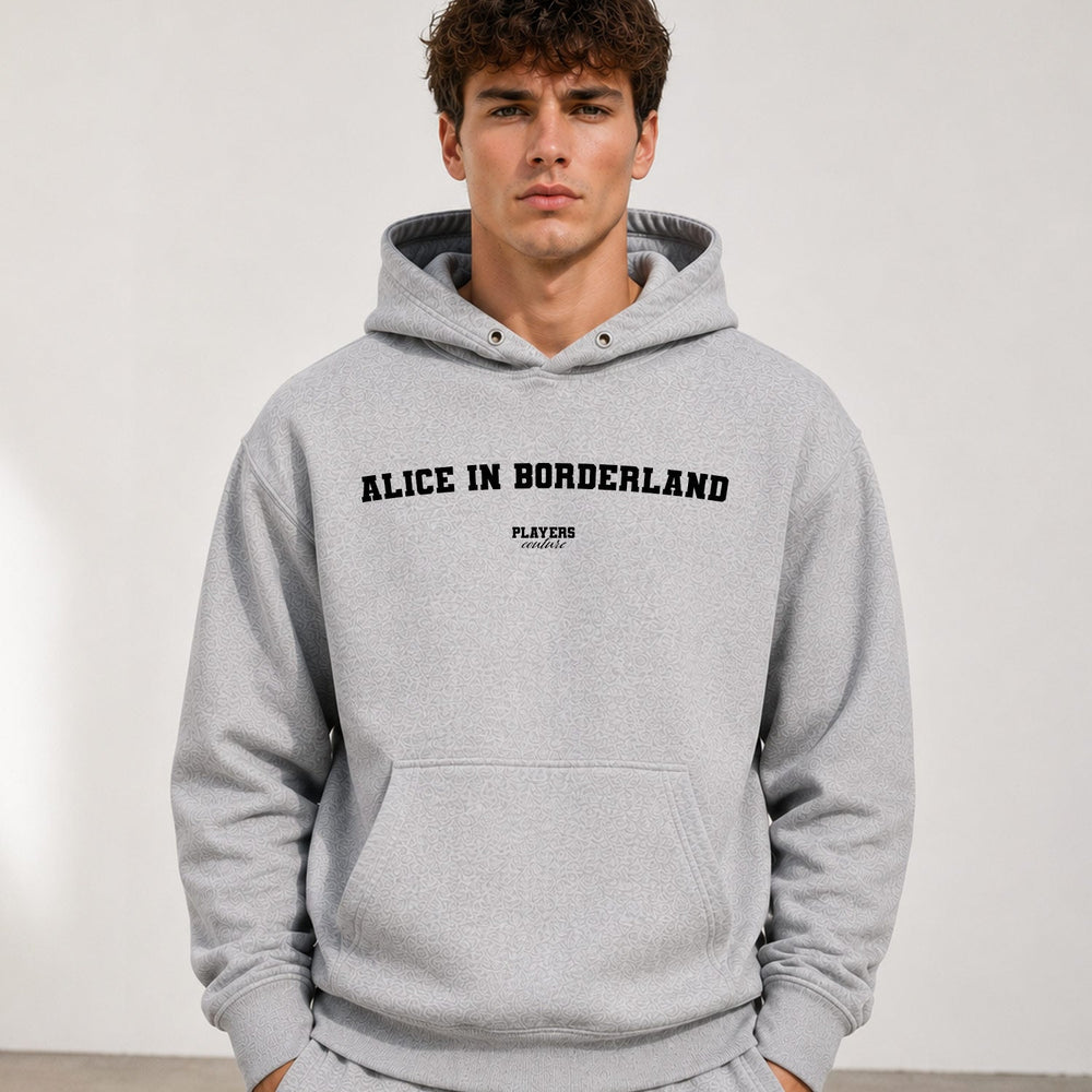 alice-in-borderland name-print hoodie - grey