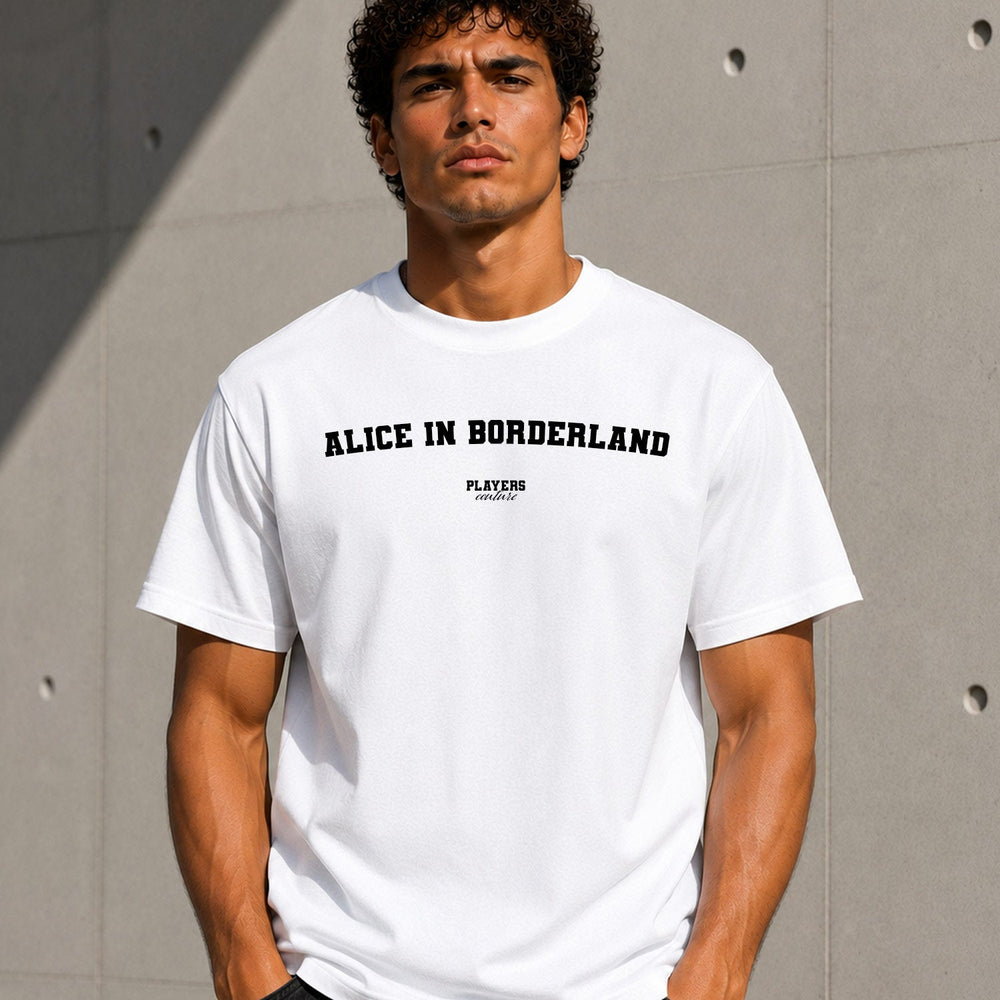 Alice in Borderland white T-shirt lifestyle photograph