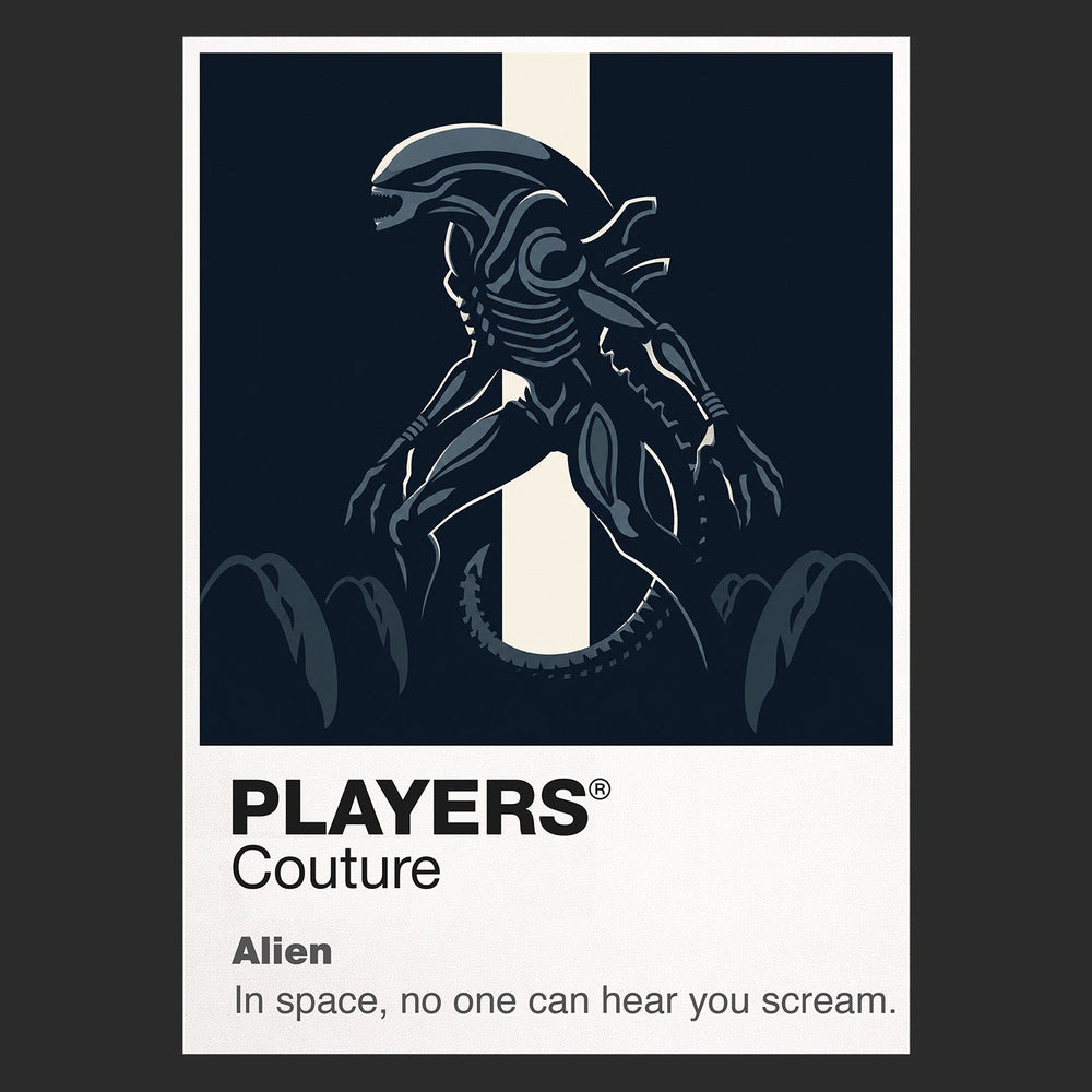 Alien the Nostromo crew confronting the Xenomorph in the industrial darkness of deep space Icon Frame artwork in black