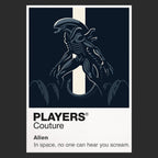 Alien the Nostromo crew confronting the Xenomorph in the industrial darkness of deep space Icon Frame artwork in black