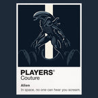 Alien the Nostromo crew confronting the Xenomorph in the industrial darkness of deep space Icon Frame artwork in navy