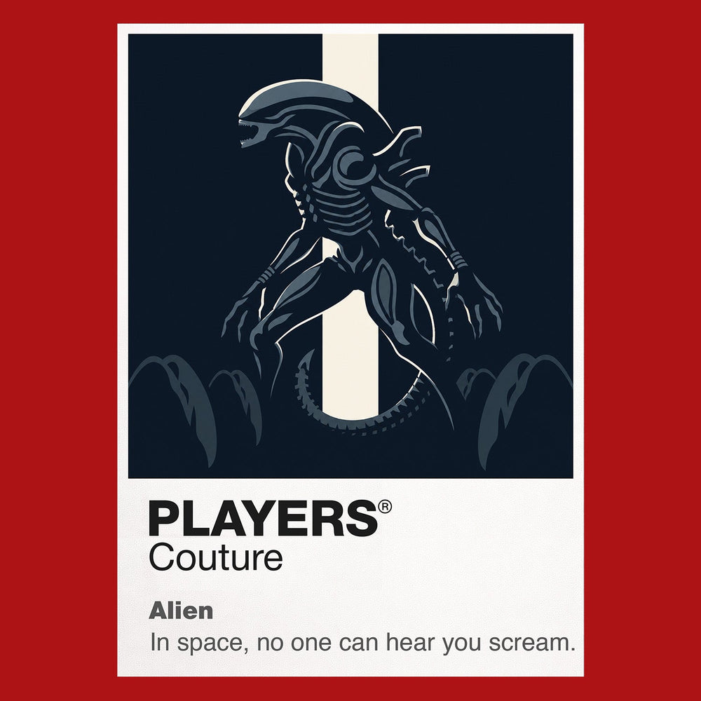 Alien the Nostromo crew confronting the Xenomorph in the industrial darkness of deep space Icon Frame artwork in red