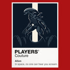 Alien the Nostromo crew confronting the Xenomorph in the industrial darkness of deep space Icon Frame artwork in red