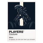 Alien the Nostromo crew confronting the Xenomorph in the industrial darkness of deep space Icon Frame artwork on white