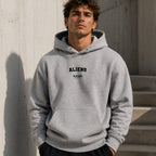 aliens name-print hoodie - grey