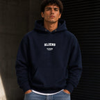 aliens name-print hoodie - navy