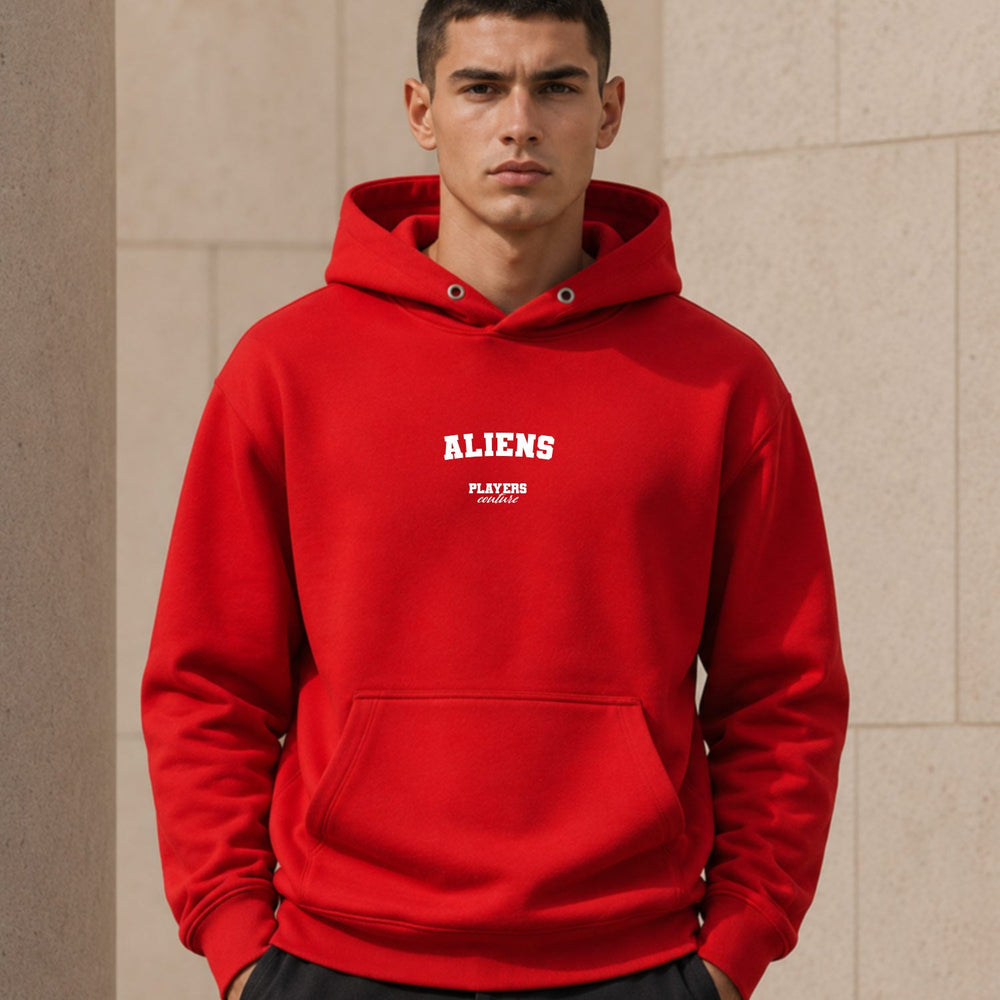 aliens name-print hoodie - red