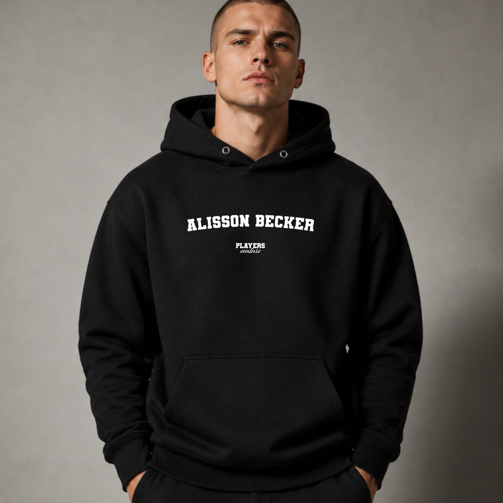 alisson-becker name-print hoodie - black