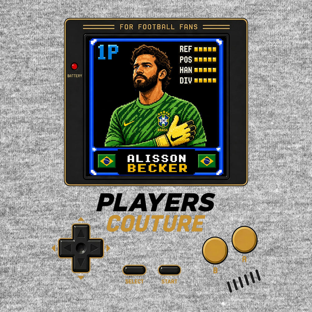 Alisson Becker 1P 8-Bit t-shirt retro gaming design by Players Couture