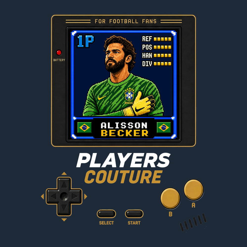 Alisson Becker 1P 8-Bit t-shirt retro gaming design by Players Couture