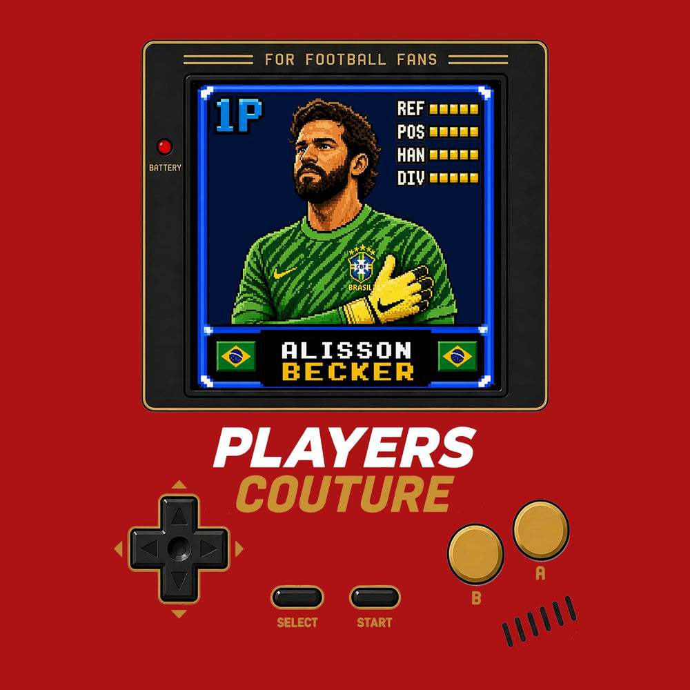 Alisson Becker 1P 8-Bit t-shirt retro gaming design by Players Couture
