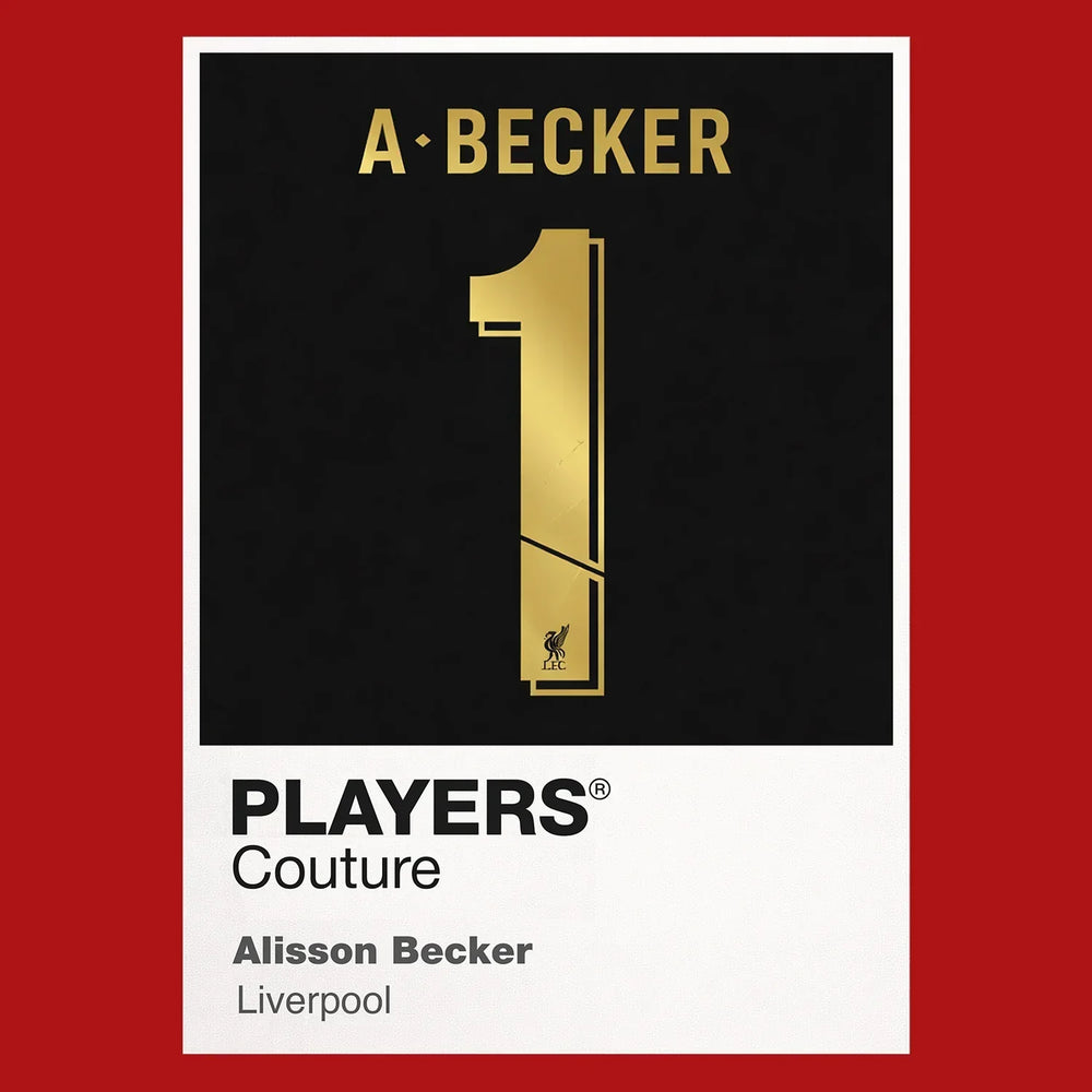 Alisson Becker 1 Football Shirt Frame Men's Hoodie – red close-up detail shot of the Alisson Becker Players Couture logo