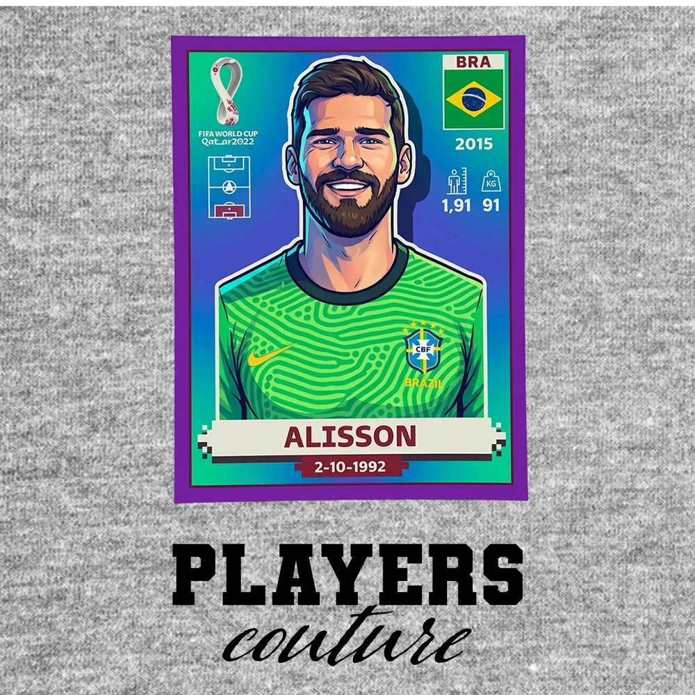Alisson Becker World Cup Sticker Kids Hoodie – alisson becker grey Players Couture design