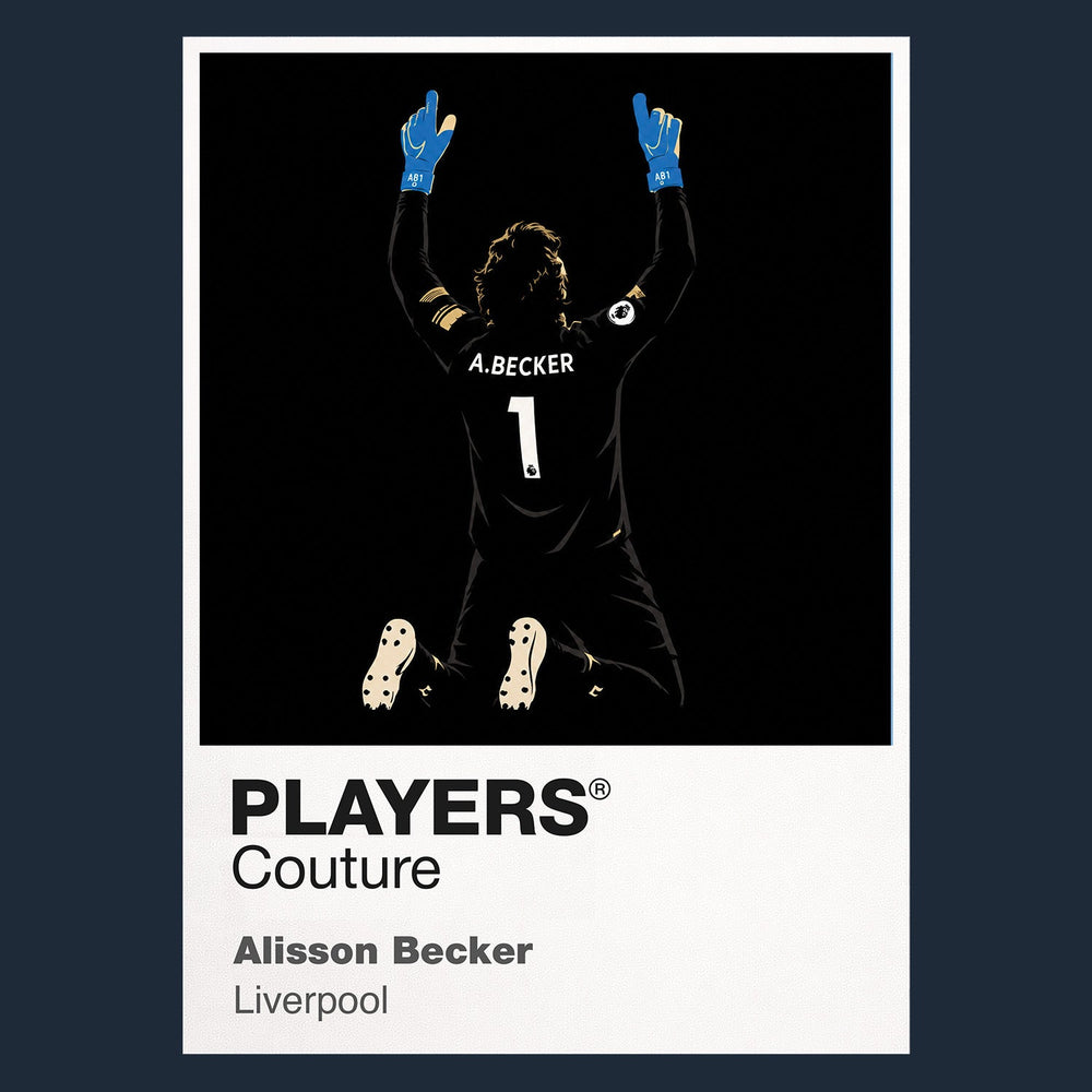 Alisson Becker Liverpool Icon Frame — Pantone-style player illustration art card